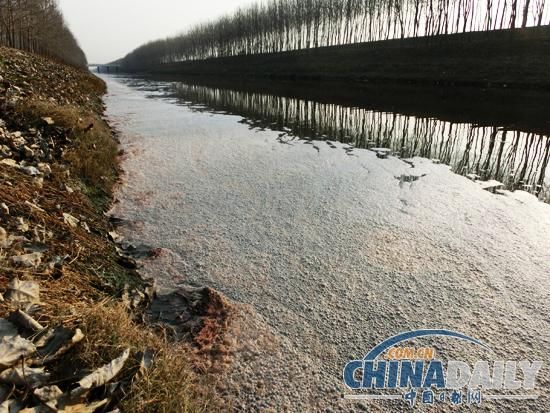 新墨河面上污水卷起褐紅泡沫連綿1000余米，空氣中怪味刺鼻。污水長(zhǎng)期侵蝕浸染，致新墨河岸泥土變色，刺目驚心。