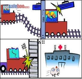 悶頭作業忙、撞車把人傷