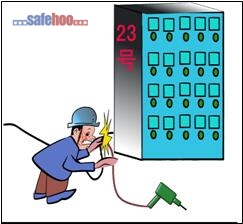 違章接電，造成左臉燒傷