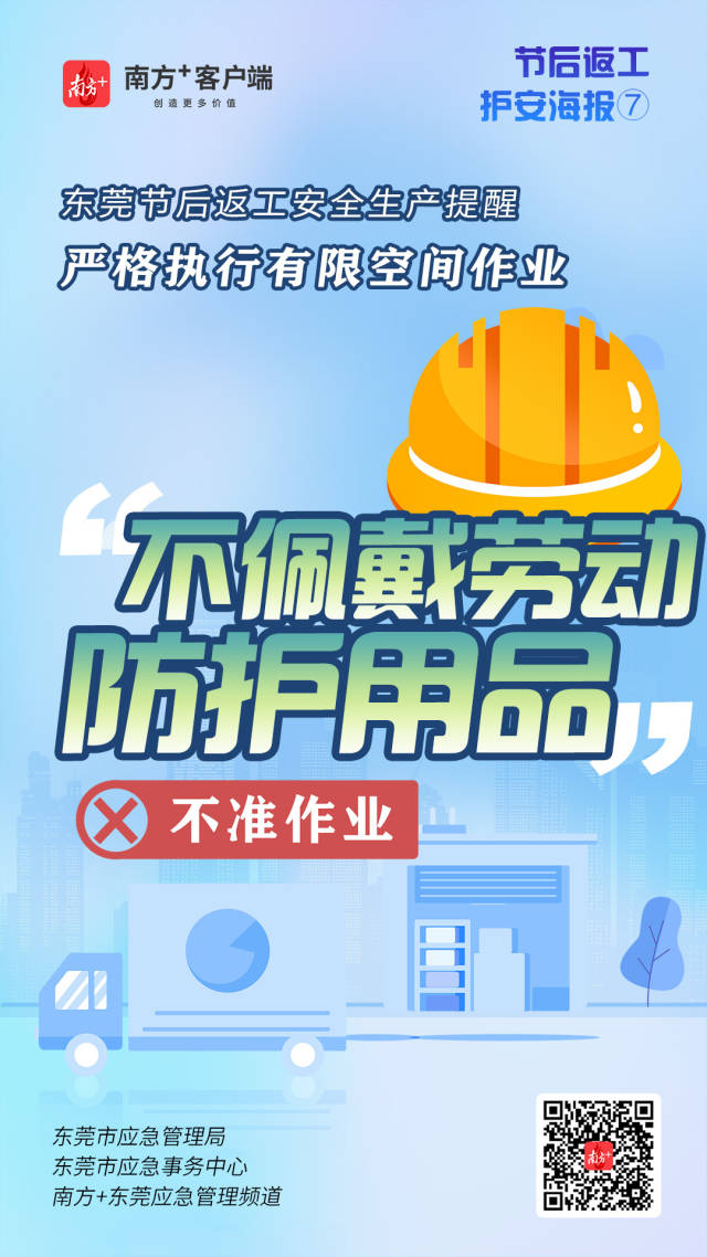 （應(yīng)急）安全生產(chǎn)護(hù)航海報(bào)⑦@東莞有限空間企業(yè)，嚴(yán)格執(zhí)行作業(yè)“七個(gè)不準(zhǔn)”  南方+ 何建文 制圖