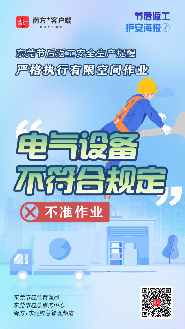 （應(yīng)急）安全生產(chǎn)護(hù)航海報(bào)⑦@東莞有限空間企業(yè)，嚴(yán)格執(zhí)行作業(yè)“七個(gè)不準(zhǔn)”  南方+ 何建文 制圖