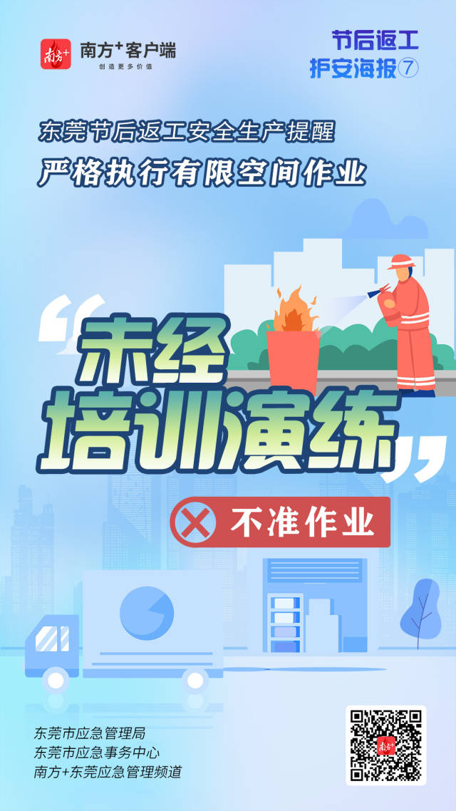（應(yīng)急）安全生產(chǎn)護(hù)航海報(bào)⑦@東莞有限空間企業(yè)，嚴(yán)格執(zhí)行作業(yè)“七個(gè)不準(zhǔn)”  南方+ 何建文 制圖