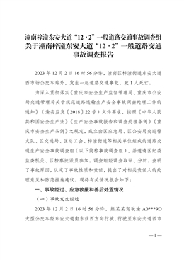 潼南梓潼東安大道“12·2”一般道路交通事故調(diào)查報告