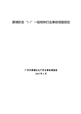 黃埔新龍“3·1”一般物體打擊事故調(diào)查報(bào)告