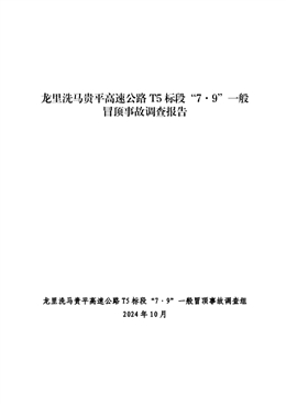 龍里洗馬貴平高速公路T5標段“7·9”一般冒頂事故調(diào)查報告