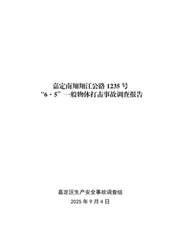 嘉定南翔翔江公路1235號“6·5”一般物體打擊事故調(diào)查報告