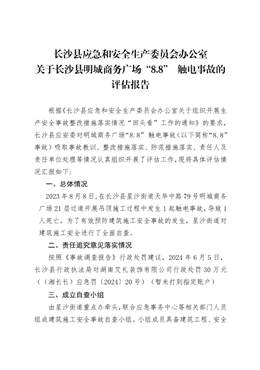 關(guān)于湖南艾禮裝飾有限公司“8.8”觸電事故的評(píng)估報(bào)告