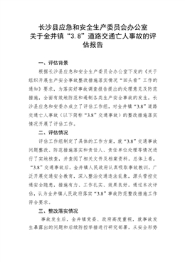 金井鎮(zhèn)“3.8”道路交通亡人事故的評(píng)估報(bào)告