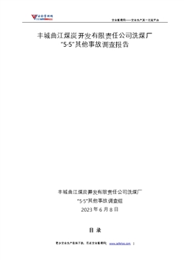 豐城曲江煤炭開發有限責任公司洗煤廠“5.5”其他事故調查報告