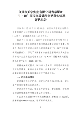 青草煤礦“1·10”頂板事故評估報告