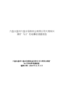 六盤水盤州六盤水恒鼎實業(yè)有限公司大灣祥興煤礦“6·3”機(jī)電事故調(diào)查報告