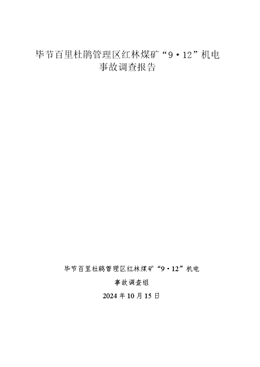 畢節(jié)百里杜鵑管理區(qū)紅林煤礦“9·12”機(jī)電事故調(diào)查報告