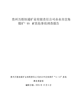 貴州萬勝恒通礦業有限責任公司赤水市岔角煤礦“11·8”其他事故調查報告