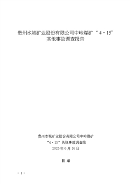 貴州水城礦業(yè)股份有限公司中嶺煤礦“4?15”其他事故調(diào)查報告