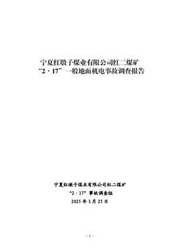 寧夏紅墩子煤業有限公司紅二煤礦“2·17”一般地面機電事故調查報告