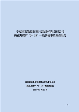 國家能源集團寧夏煤業有限責任公司梅花井煤礦“3·18”一般其他事故調查報告