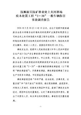 撫順新賓撫礦林業處上夾河林場疫木處置工程“2·28”一般車輛傷害事故調查報告