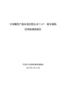 寧河現(xiàn)代產(chǎn)業(yè)區(qū)某經(jīng)貿(mào)有限公司“2·19”一般車輛傷害事故調查報告