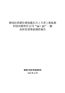 協(xié)鑫東方（天津）新能源科技有限責(zé)任公司“10·25”一般高處墜落事故調(diào)查報(bào)告