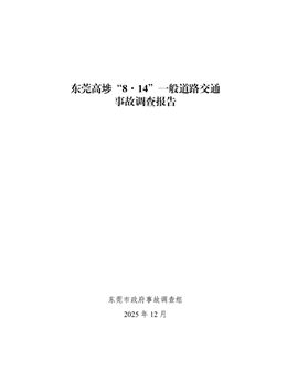東莞高埗“8·14”一般道路交通事故調(diào)查報告