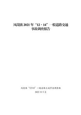 鳳崗鎮2021 年“12·14”一般道路交通事故調查報告