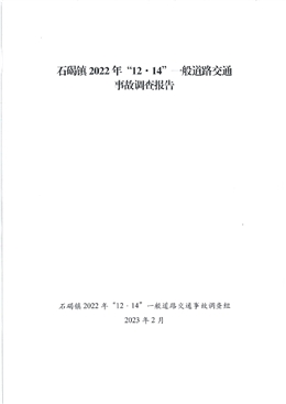 石碣鎮2022年“12·14”般道路交通事故調查報告