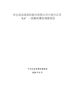 市北青島港國際股份有限公司大港分公司“6.6”一般觸電事故調查報告