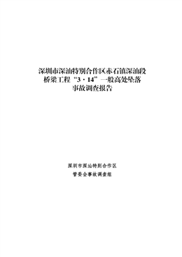 深圳市深汕特別合作區赤石鎮深汕段橋梁工程“3·14”一般高處墜落事故調查報告