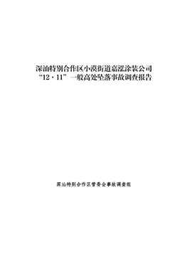 深汕特別合作區小漠街道嘉泓涂裝公司“12·11”一般高處墜落事故調查報告