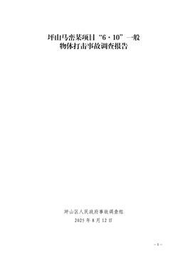 坪山馬巒某項目“6·10”一般物體打擊事故調查報告
