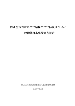關于鉆探項目“8·24”一般物體打擊事故調查報告
