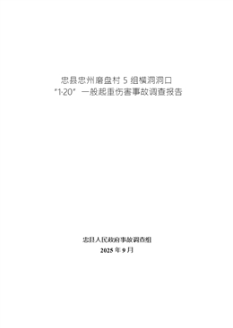 忠縣忠州磨盤村5組橫洞洞口“1·20”一般起重傷害事故調查報告