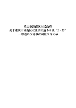 重慶市潼南區(qū)雙江鎮(zhèn)國(guó)道246 線“2·23” 一般道路交通事故調(diào)查報(bào)告