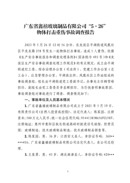龍崗平湖“5·26”物體打擊重傷事故調查報告