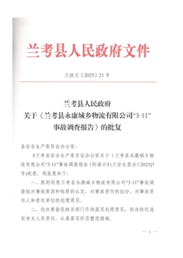 蘭考縣永康城鄉物流有限公司“3.11”事故調查報告